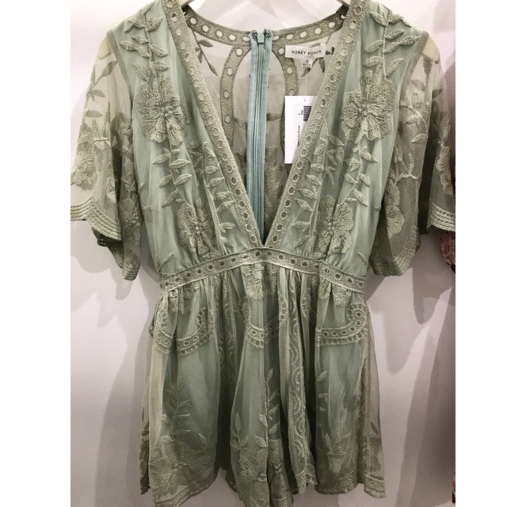 Deep V-Neck Lace Romper